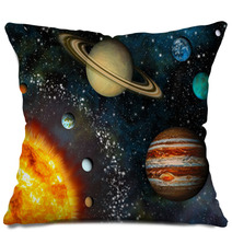 Realistic Solar System Display Contains The Sun And Nine Planets Pillows 44620857