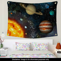 Realistic Solar System Display Contains The Sun And Nine Planets Wall Art 44620857
