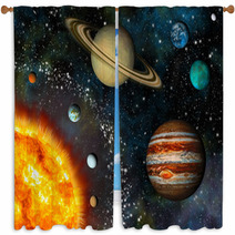 Realistic Solar System Display Contains The Sun And Nine Planets Window Curtains 44620857