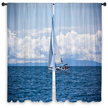 Recreational Yacht At Adriatic Sea Window Curtains 65765745