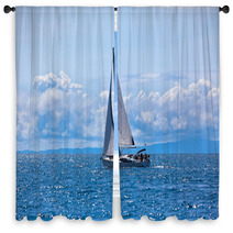 Recreational Yacht At Adriatic Sea Window Curtains 66015892