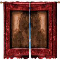 Red And Gold Old Gothic Frame Window Curtains 78459758