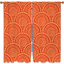 Red And Orange Round Patterns Window Curtains 69395225