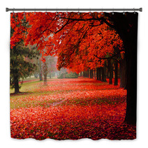 Red Autumn In The Park Bath Decor 62277653