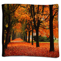 Red Autumn In The Park Blankets 62305369