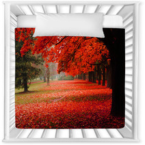 Red Autumn In The Park Nursery Decor 62277653