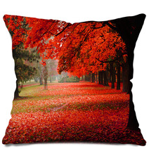 Red Autumn In The Park Pillows 62277653