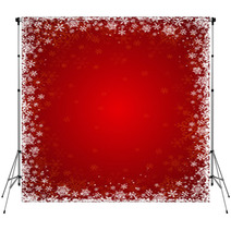 Red Background With Frame Of Snowflakes, Vector Backdrops 46826535