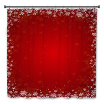 Red Background With Frame Of Snowflakes, Vector Bath Decor 46826535