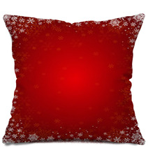 Red Background With Frame Of Snowflakes, Vector Pillows 46826535