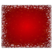 Red Background With Frame Of Snowflakes, Vector Rugs 46826535