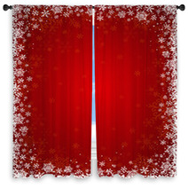 Red Background With Frame Of Snowflakes, Vector Window Curtains 46826535