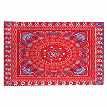 Red, Blue & White Retro Patterned Bandana Or Head Scarf Rugs 57542314