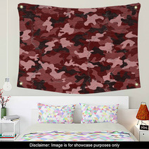 Red Camouflage Wall Art 85070360