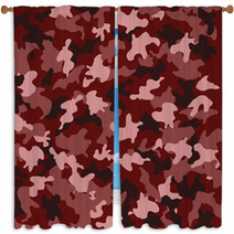 Red Camouflage Window Curtains 60295188
