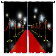 Red Carpet At Night Window Curtains 21482184
