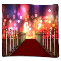 Red Carpet Entrance With Multi Colored Light Burst Blankets 42079135