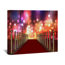 Red Carpet Entrance With Multi Colored Light Burst Wall Art 42079135