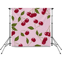 Red Cherries On Pink And White Polka Dots Backdrops 56821011