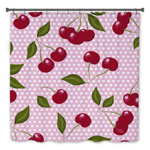 Red Cherries On Pink And White Polka Dots Bath Decor 56821011