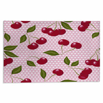 Red Cherries On Pink And White Polka Dots Rugs 56821011