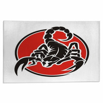 Red Circle Scorpion Logo Rugs 97233033