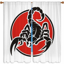Red Circle Scorpion Logo Window Curtains 97233033