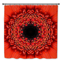 Red Concentric Flower Center Mandala Kaleidoscopic Design Bath Decor 64756397