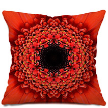 Red Concentric Flower Center Mandala Kaleidoscopic Design Pillows 64756397