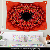 Red Concentric Flower Center Mandala Kaleidoscopic Design Wall Art 64756397