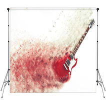 Red Electric Guitar Disintegrating Backdrops 96097698