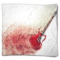 Red Electric Guitar Disintegrating Blankets 96097698