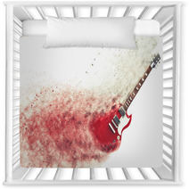 Red Electric Guitar Disintegrating Nursery Decor 96097698