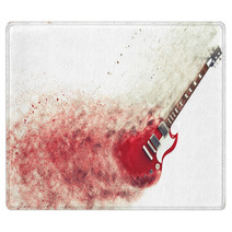 Red Electric Guitar Disintegrating Rugs 96097698