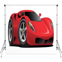 Red European Style Sports Car Cartoon Vector Illustration Backdrops 210896953