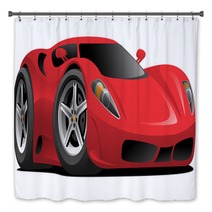 Red European Style Sports Car Cartoon Vector Illustration Bath Decor 210896953