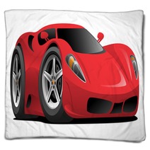 Red European Style Sports Car Cartoon Vector Illustration Blankets 210896953