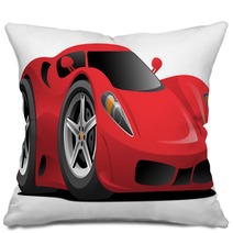 Red European Style Sports Car Cartoon Vector Illustration Pillows 210896953