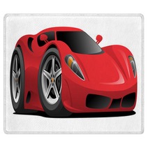 Red European Style Sports Car Cartoon Vector Illustration Rugs 210896953