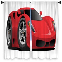 Red European Style Sports Car Cartoon Vector Illustration Window Curtains 210896953