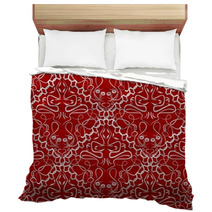 Red Fabric With An Light Old-style Brocade Pattern Bedding 71698449