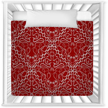 Red Fabric With An Light Old-style Brocade Pattern Nursery Decor 71698449