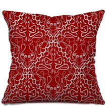 Red Fabric With An Light Old-style Brocade Pattern Pillows 71698449