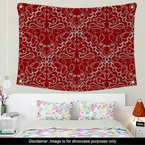 Red Fabric With An Light Old-style Brocade Pattern Wall Art 71698449