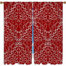 Red Fabric With An Light Old-style Brocade Pattern Window Curtains 71698449