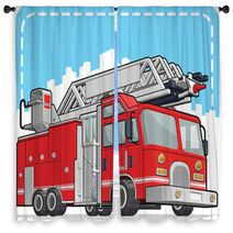 Red Fire Truck Or Fire Engine Window Curtains 54870864