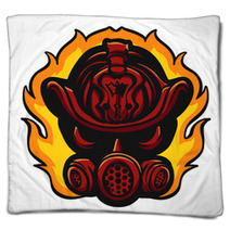 Red Firefighter Helmet In Flame Blankets 240082806