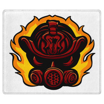 Red Firefighter Helmet In Flame Rugs 240082806