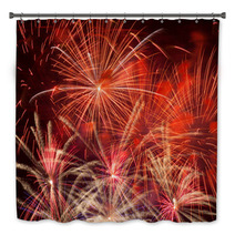 Red Fireworks In The Night Sky Bath Decor 56742325
