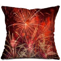 Red Fireworks In The Night Sky Pillows 56742325